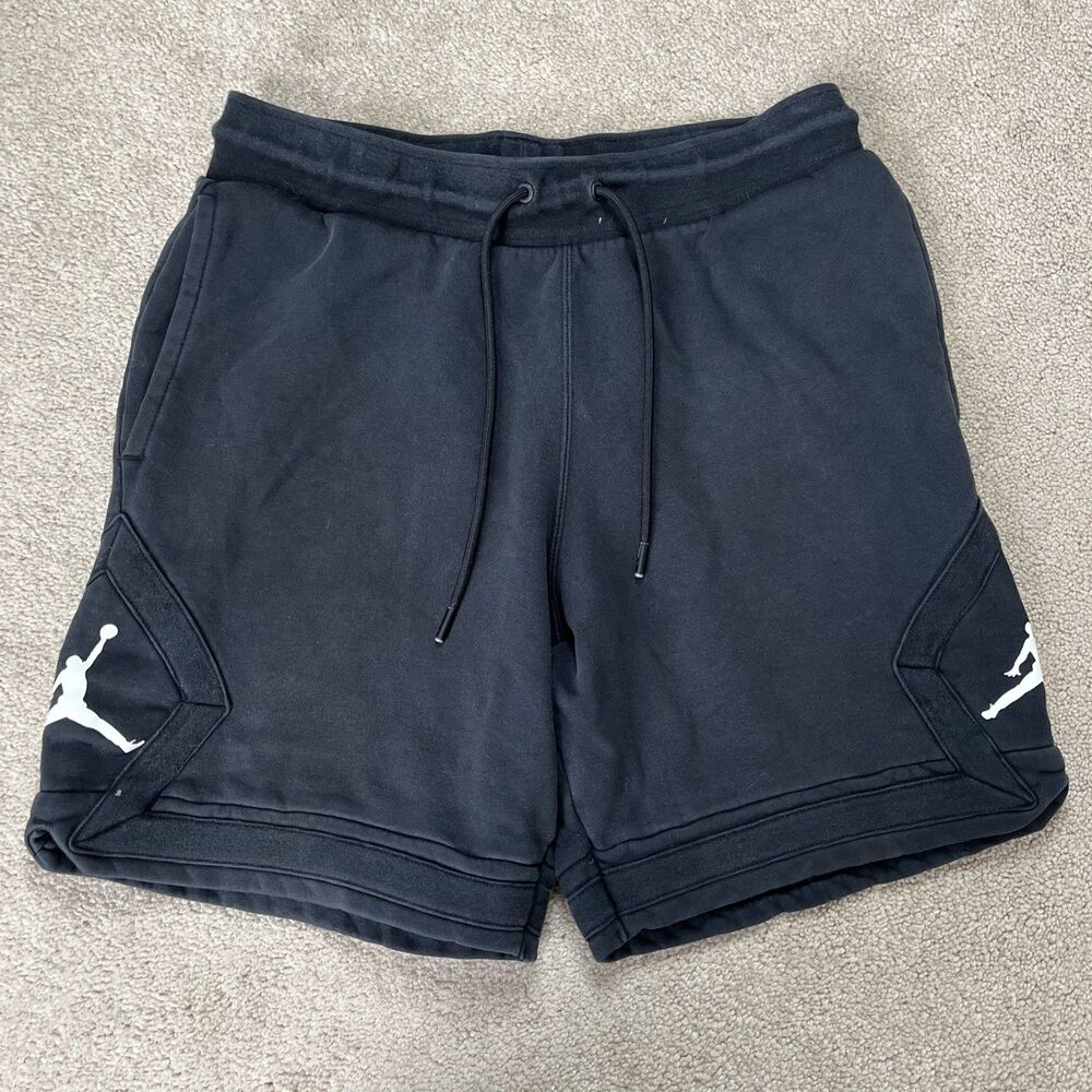 Nike Air Jordan Shorts Mens Medium Black Essential Fleece Diamond Jumpman